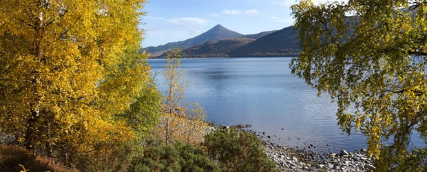 View of loch with Schiehallion in the distance